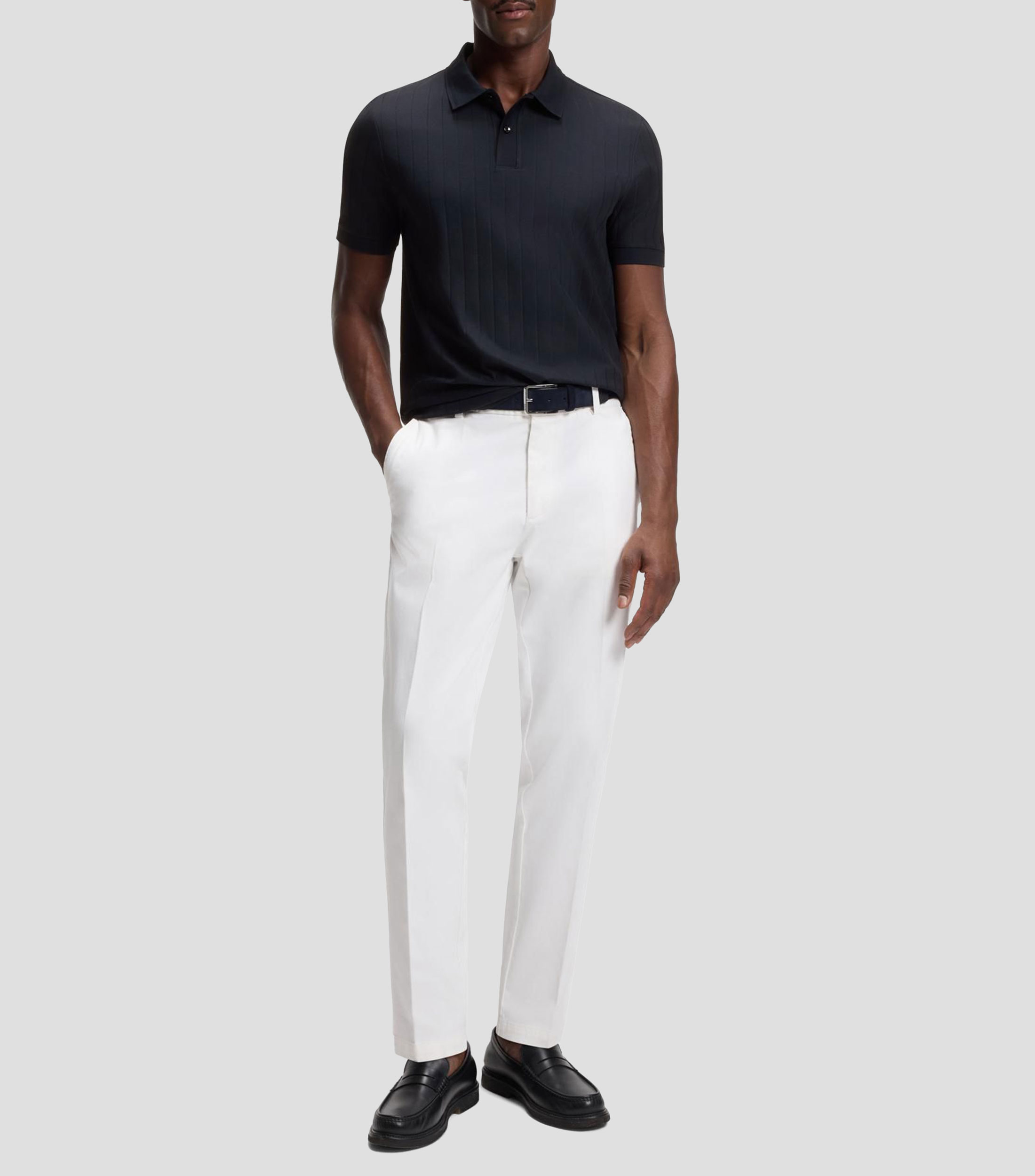 Playera polo de algodón mercerizado con rayas verticales Hombre